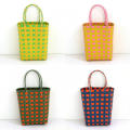 Handwoven Plastic Bag Basket Eco-friendly Storage Baskets Creative Hand Baskets Plastic Bag Woven Basket Handwoven Storage Baskets.