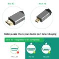 4K 60HZ Micro mini HDMI TO HDMI Coiled Extension Flexible Spiral Cable Male to Male Plug Cable HDMI-Compatible For Computer PC. 