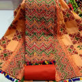 Cotton Unstitched Three-Piece Salwar Kameez for Women with Screen Print. 