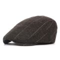 Autumn Winter Men Cap Hats Berets British Western Style Wool Advanced Flat Ivy Cap Classic Vintage Striped Beret Cap.