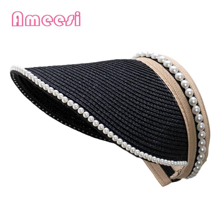 Ameesi Straw Hat Fine Workmanship Multiple Colors Empty Hole Sun Hat