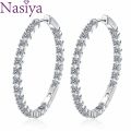 S925 Sterling Silver 39mm Big Circle Hoop Earrings For Women Fashion Wedding Fine Jewelry C Hoop Earring. 