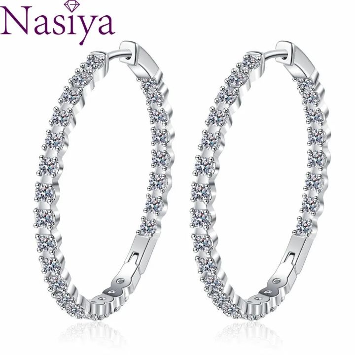 S925 Sterling Silver 39mm Big Circle Hoop Earrings For Women Fashion Wedding Fine Jewelry C Hoop Earring