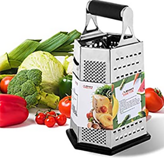 Kitchen%20Box%20Grater,%20Stainless%20Steel%20Cheese%20Grater-Stand%20Grater%20with%206%20Sides%20Rubber%20Handle%20and%20Base%20for%20Parmesan%20Cheese,%20Ginger,%20Vegetables%20-%20Image%202