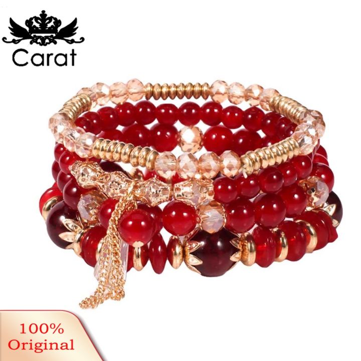 4Pcs/Set%20Boho%20Faux%20Agate%20Pearl%20Tassel%20Chain%20Charm%20Beaded%20Bracelet%20Women%20Jewelry%20-%20Image%204