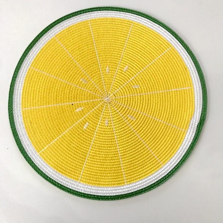 1pcs 38cm  watermelon Placemat Table Mat Round Placemats PP Plastic Woven Dining Table Mat Heat Insulation t Holder