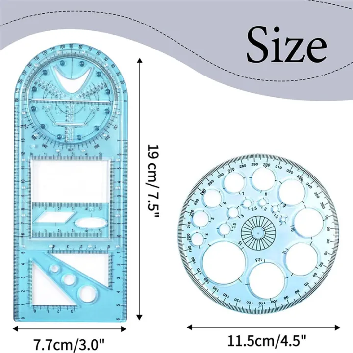 Multifunctional%20Geometric%20Ruler,%20Geometric%20Drawing%20Template%20Measuring%20Tool%20for%20School%20Office%20with%20Pencil%20-%20Image%202