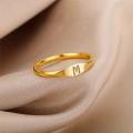 Tiny Initial Letter Rings For Women Fashion A-Z Letter Finger Stainless Steel Ring Aesthetic Wedding Jewelry Gift bijoux femme. 
