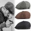 Fashion Outdoor Linen Beret Hat Men's Classic Retro Casual Octagonal Cap.