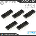 5 Pcs 7486 XOR / X-OR / EXCLUSIVE-OR Gate SN74HC86N 74HC86 74LS86 - 14 Pin DIP Logic IC for Electronic or DIY Project..