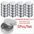 5Pcs Aluminum Mini Round Tin Metal Container Bottles Storage Jar Screw Lids Box. 