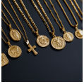 DazGirl Trendy Custom Coin Stainless Steel Jewellery 18K Gold Plated Men Charm Pendant Necklace Jewelry Dragon Necklace.