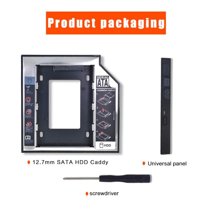 Laptop%20DVD%20to%202nd%20SSD/HDD%20Caddy%20Hard%20Drive%20Enclosures%20Size%209.5mm%20-Black%20-%20Image%203