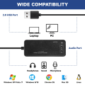 3 Port Usb 2.0 Hub External 7.1Ch Sound Card Headset Microphone Adapter For Pc.
