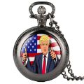 【LuckyBabyFans Store】Donald Trump President Theme Necklace Quartz Pocket Watch Chain Clock Collectibles Make America Great Gift Men Women. 