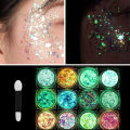 Outlier Aeuinv 12 Colors Glitter Gel Makeup Glow in The Dark Body Glitter Gel UV Face Glitter for Women Festival Party Glitter Makeup Gel. 