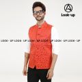 Weading Wear Printed Poly Silk Slim Fit Mens Festive Wear Waistcoat. 