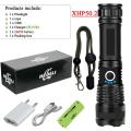 Rechargeable LED  USB Torch Light CREE XHP50 Mostwerful Tactical  18650 Bright Waterproof Zoom Hand Lamp-black - Set C-BOX - black. 