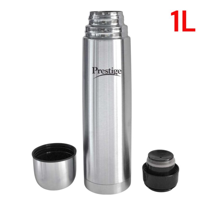 Prestige 1000ml Flask - Stylish Silver Stainless Steel Bottle with Leak-Proof Technology and 24-Hour Temperature Retention