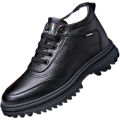 2023 New Autumn and Winter Cotton Shoes Men's New Fleece Thickened Leather Casual Shoes Snow Boots Fashion and Versatile Trend. 