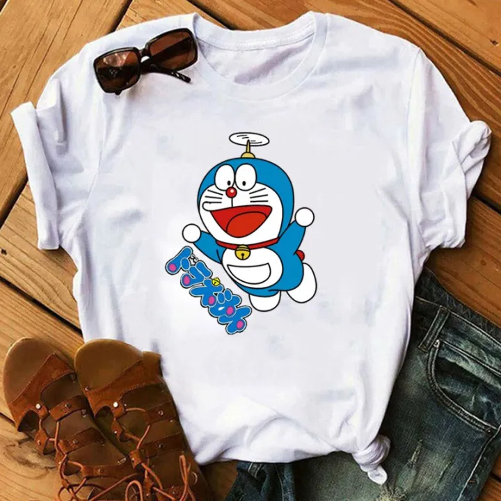 Anime%20Doraemon%20Clothes%20Summer%20Short-sleeved%20T-shirt%20Funny%20Printing%20Cartoon%20Doraemon%20Graphic%20Casual%20Tops%20Women's%20T-shirts%20-%20Image%202