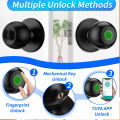 Smart Fingerprint Door Lock Smart Door Knob with App Smart Lock for Bedroom Door, Keyless Entry Digital knob Lock for Home Office Hotel Biometric Lock.