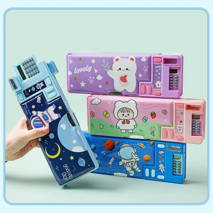 Double%20Layer%20Pencil%20Case%20With%20Calculator%20Astronaut/Animal%20Design%20Stationery%20Storage%20Box%20Plastic%20Pencil%20Sharpener%20-%20Image%204