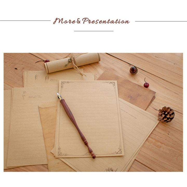 Vintage%20Kraft%20Paper%20Writing%20Paper%20for%20Letter%20Writing%20Letter%20Paper%20Stationery%208%2012%20Pcs%20-%20Image%202