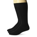 3 Pairs Plain Black Long Socks For Men by MB Hosiery. 