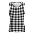 Retro Plaid Print Tank Top Men Black White Checkered Tops Daily Custom Gym Muscle Oversize Sleeveless Shirts.