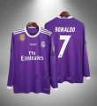 Ronaldo Jersey 7 Real Madrid 2016 2017 Cristiano Purple Shirt Full Long Sleeve. 