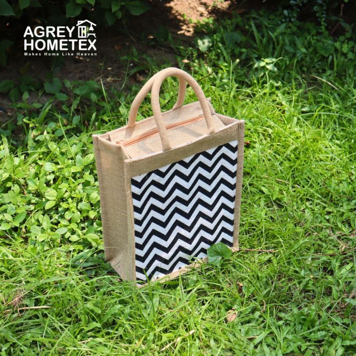 Jute%20Shopping%20Bag,%20Natural%20&%20Black,%20(10"x12")%20-%20Image%202