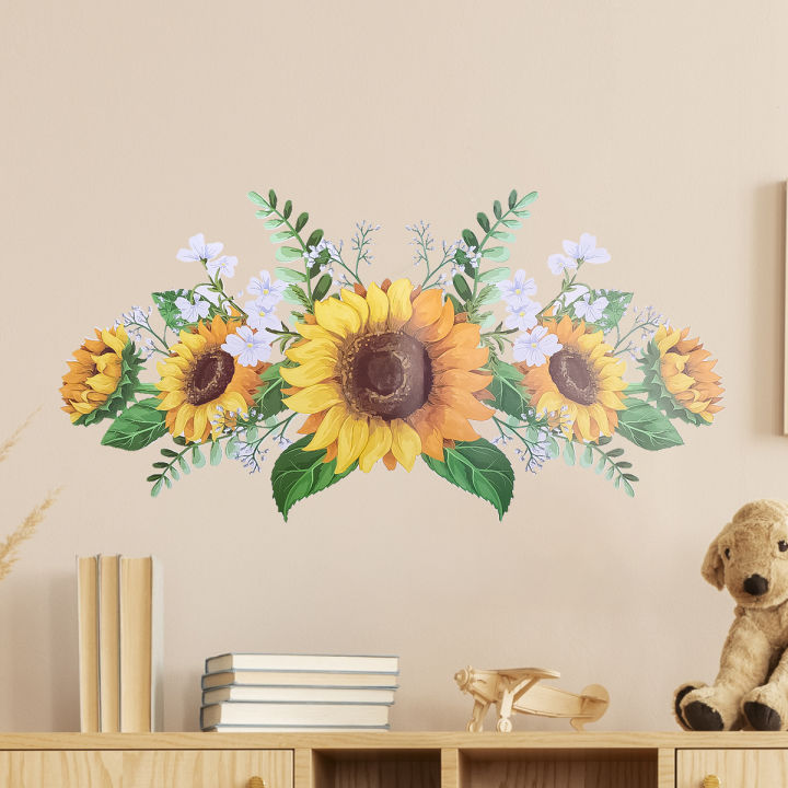 1Set 30x60CM Sunflower Self-Adhesive Wallpaper Wall Decal Wall Sticker For Home Living Room Kitchen Corner Decorations