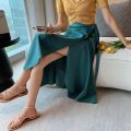 Spring Summer Autumn Beach Skirt Women 11 Colors High Waist Side Tie Casual Wrap Skirt Female Solid Elegant Midi Skirt Clothes. 