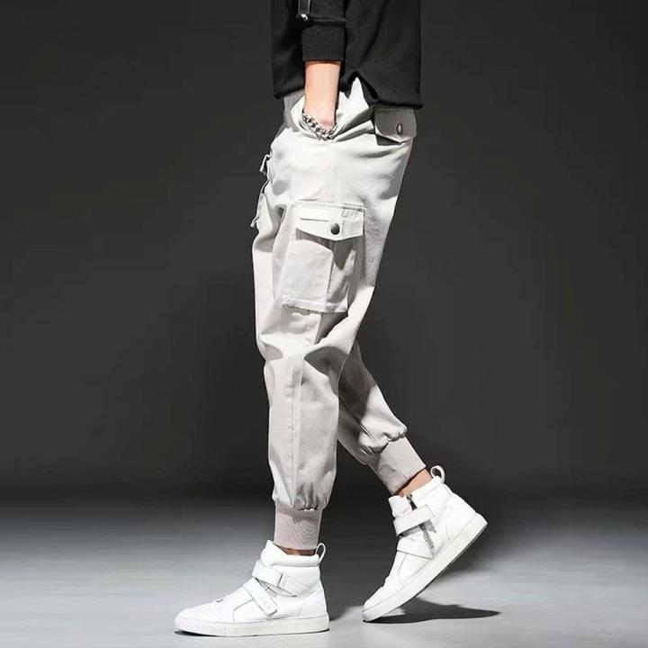New -Hop Jogger Men's Harem Overalls Multi-cket Ribbon Men's