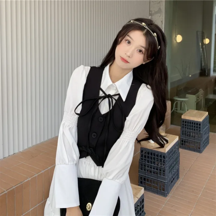 New%20Spring%20Dress%20Womens%20Elegant%20Two%20Piece%20Lantern%20Sleeve%20Knee-Length%20Spring%20Casual%20Vestidos%20Korean%20Style%20All-Match%20Dresses%20-%20Image%202