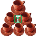 Clay Cup.  Clay Tea Cup. Matir cup. Matir Tea cup. Handmade. Organic .Clay Tea Cup.   Dinner set. matir cup set.  6 cup & press .  Mallik Trading. 