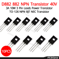 2SD882 2S-D882 D882 882 NPN Transistor 40V 3A 10W 3 Pin Leads Power Transistor TO-126 NPN Transistor. 