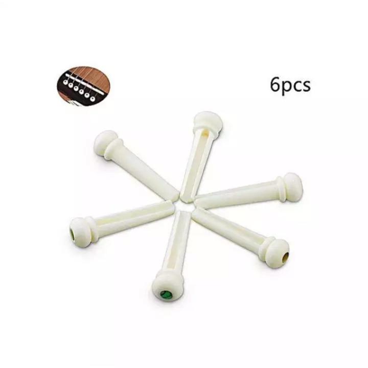 6 Pcs Bridge Pins For Acoustic Guitar - White and black