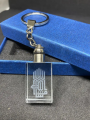 3D Crystal Led Light Key Chain for Gift Bike Laser Glass Islam Rectangle Key ring.