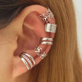 5Pcs/Lot Vintage Leaves Ear Cuff Non-Piercing Fake Cartilage Clip Earrings For Women Men Creative Trend Jewelry.