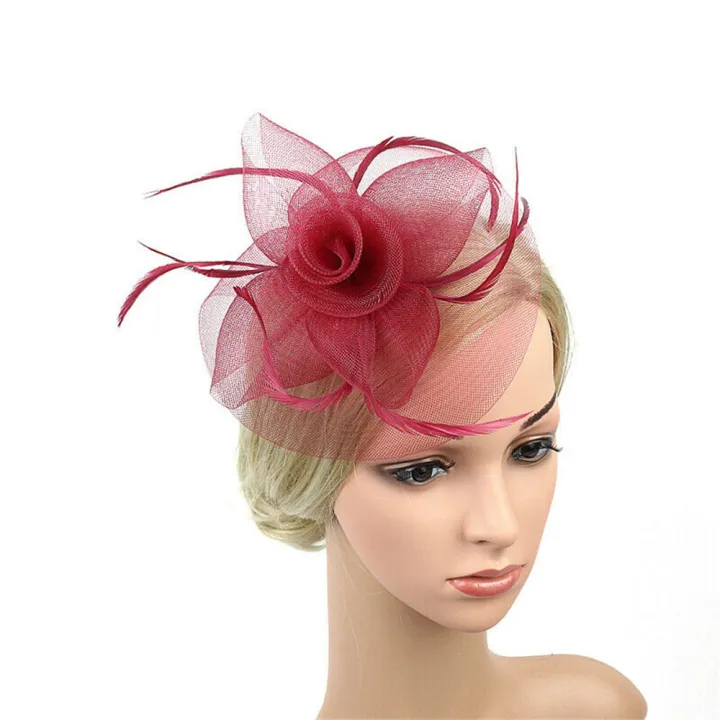 Women%20Fascinator%20Bow%20Hair%20Clip%20Headwear%20Lace%20Feather%20Mini%20Hat%20Wedding%20Party%20Accessory%20Race%20Fashion%20Handmade%20Lady%20-%20Image%209