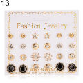 【DM bag factory Store】12 Pairs Women Zircon Inlaid Stud Earrings Jewelry.