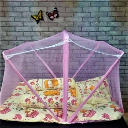 Comfortable Baby Bed with Built-in Mosquito Net and Soft Pillow - Multi-Color Option for Safe and Cozy Sleep