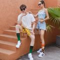 New fashion trend socks, daily necessities, red pocket watch, stamps, drinks, cartoon, happy socks for men and women. 