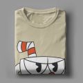 Amazing Cuphead And Mugman Angry T-Shirts for Men Pure Cotton T Shirt Cartoon Short Sleeve Tee Shirt Gift Idea Clothes.
