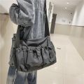 Fashion brand literary youth shoulder bag (female ins style) solid color lovers versatile work clothes bag (male canvas bag).