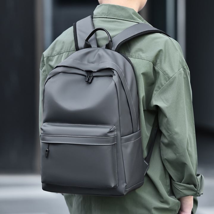 PU%20Leather%20Backpack%20For%20Men%20High%20Quality%20Business%20Travel%20Bag%20Solid%20Color%20Rucksack%20Unisex%20Simple%20Bagpack%20Holds%2015.6%20Inches%20Laptop%20-%20Image%202