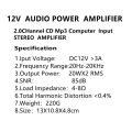 AK170 Mini Digital Power Amplifier Bass Audio Receiver 2CH for Home Car Use.