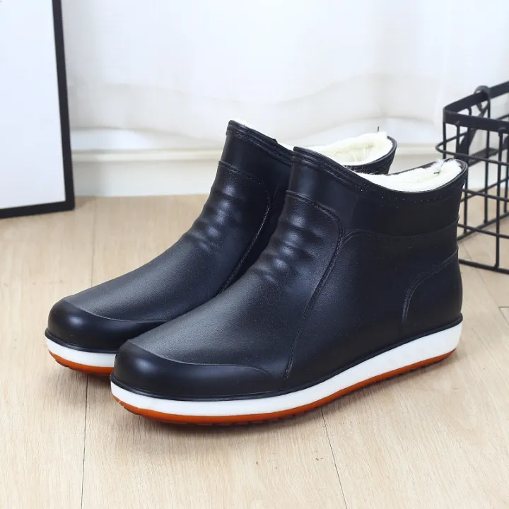 Rain%20boots%20men's%20four%20seasons%20Korea%20short%20tube%20low%20top%20fashion%20velvet%20rain%20boots%20anti-slip%20wear-resistant%20water%20shoes%20work%20waterproof%20rubber%20shoes%20-%20Image%203